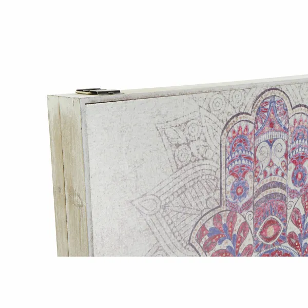 Avainkaappi DKD Home Decor Beige Harmaa Kangas Puu MDF 2 osaa 46,5 x 6 x 31,5 cm