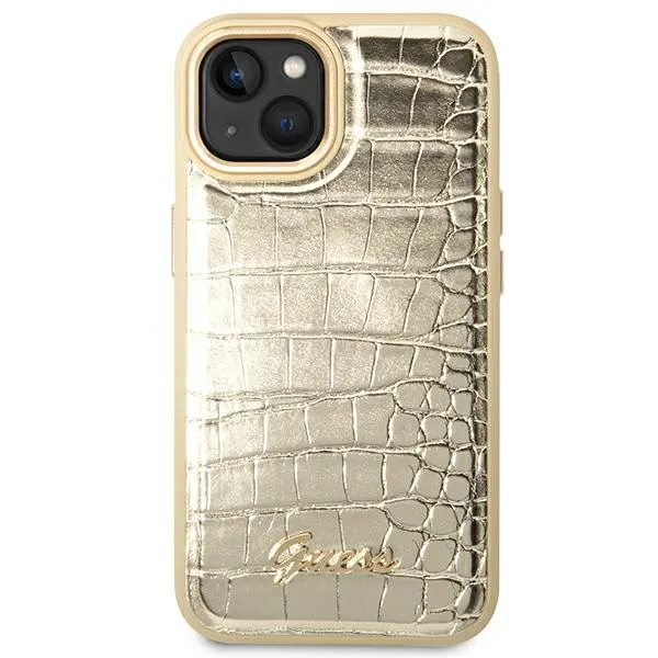 Guess Croco Collection - Case for iPhone 14 Plus (Gold)