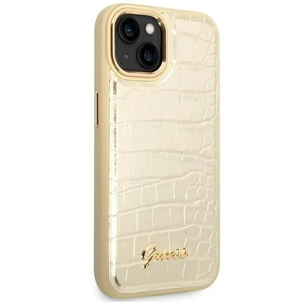 Guess Croco Collection - Case for iPhone 14 Plus (Gold)