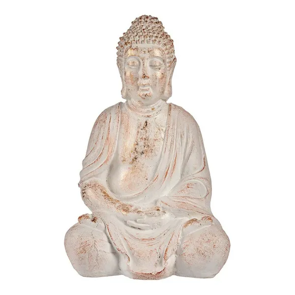 Koristeellinen puutarhahahmo Ibergarden Valkoinen Kullattu Polyresiini 24,5 x 50 x 31,8 cm Buddha
