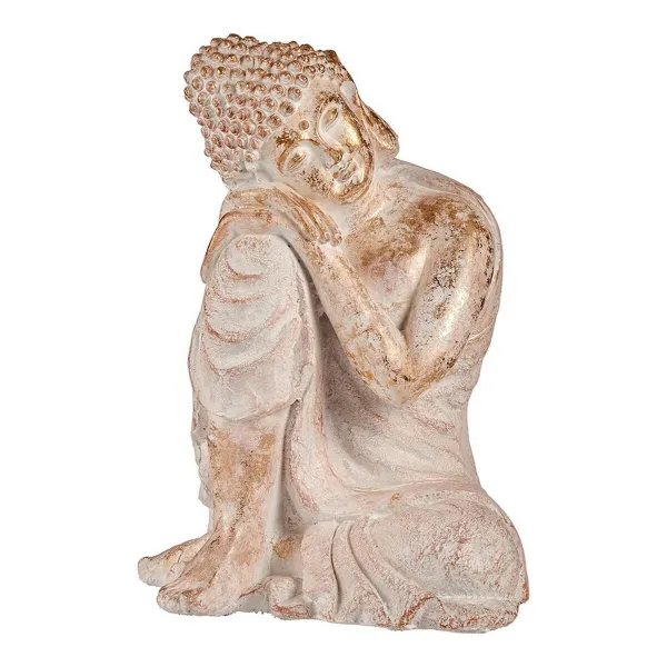 Koristeellinen puutarhahahmo Ibergarden Valkoinen Kullattu Polyresiini 35,5 x 54,5 x 42 cm Buddha