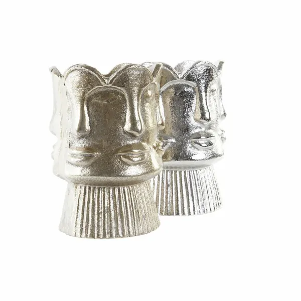 Maljakko DKD Home Decor Kullattu Kasvot Samppanja Hopeinen Alumiini Moderni 12 x 12 x 17 cm (2 osaa)  