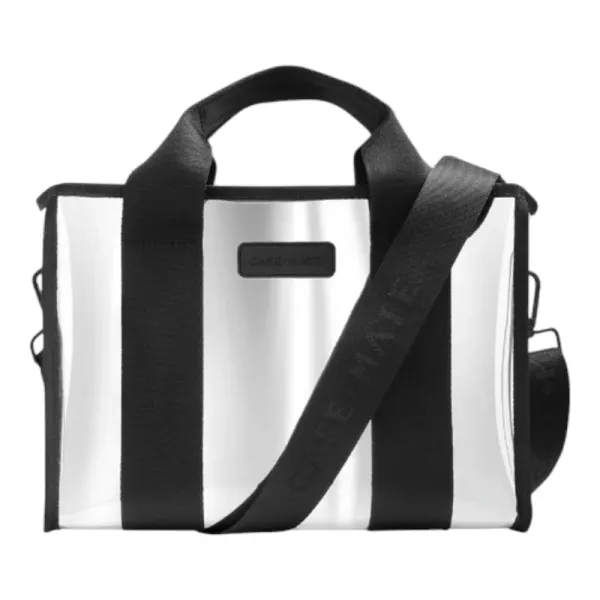 Case-Mate Mini Travel Tote Bag - Waterproof travel shoulder bag (Silver Chrome)