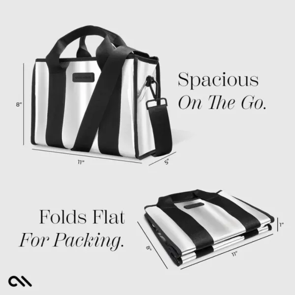 Case-Mate Mini Travel Tote Bag - Waterproof travel shoulder bag (Silver Chrome)