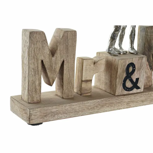 Koristehahmo DKD Home Decor Mr & Mrs Hopeinen Alumiini (51 x 7,5 x 28 cm)