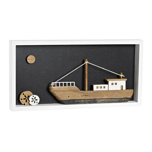 Dekoratyvinė figūrėlė DKD Home Decor Balta Ruda Barco 40 x 3,5 x 20 cm