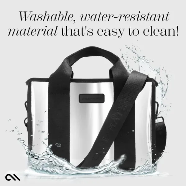 Case-Mate Mini Travel Tote Bag - Waterproof travel shoulder bag (Silver Chrome)
