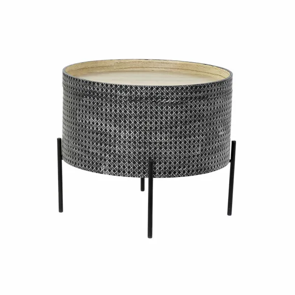 Mažas šoninis stalas DKD Home Decor Juoda Sidabras 45 x 45 x 39 cm
