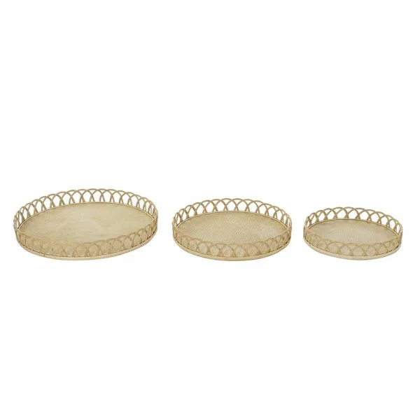 Galda rotājums DKD Home Decor Brūns Bambuss 8 cm 58 x 58 x 9 cm (3 Daudzums)