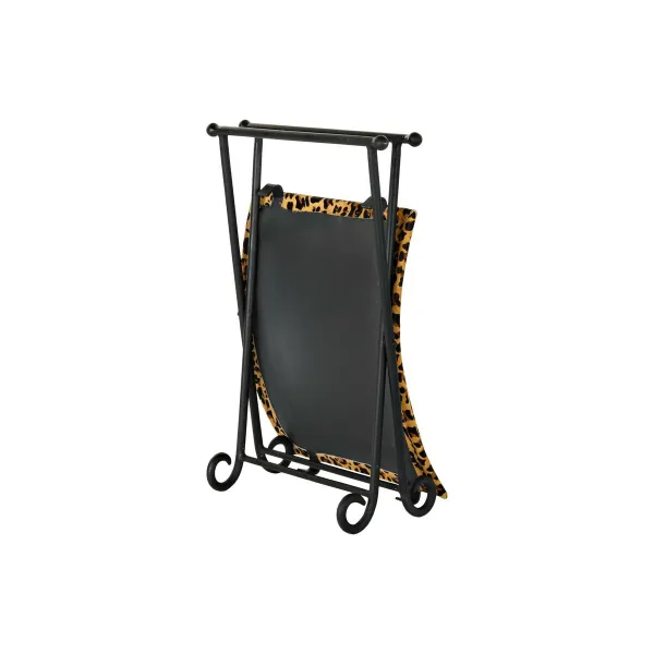 Pacelšanas Pedālis DKD Home Decor Melns Metāls Brūns Āda Leoparda (55 x 45 x 41 cm)