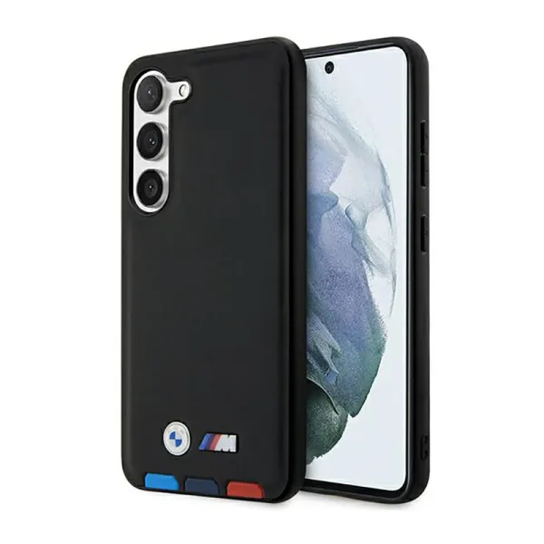 BMW Leather Hot Stamp Tricolor - Case for Samsung Galaxy S23+ (Black)