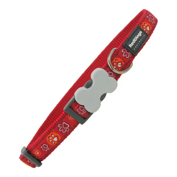 Suņa kaklasiksna Red Dingo Style Sarkans Dzīvnieku pēdu nospiedumi (31-47 cm) (2 x 31-47 cm)