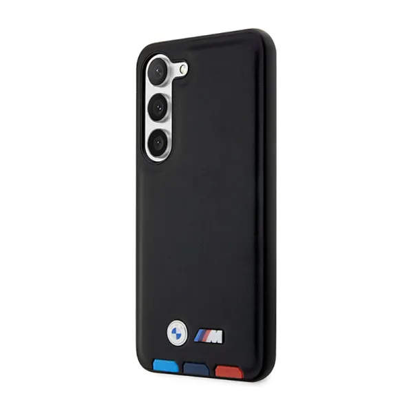 BMW Leather Hot Stamp Tricolor - Case for Samsung Galaxy S23+ (Black)