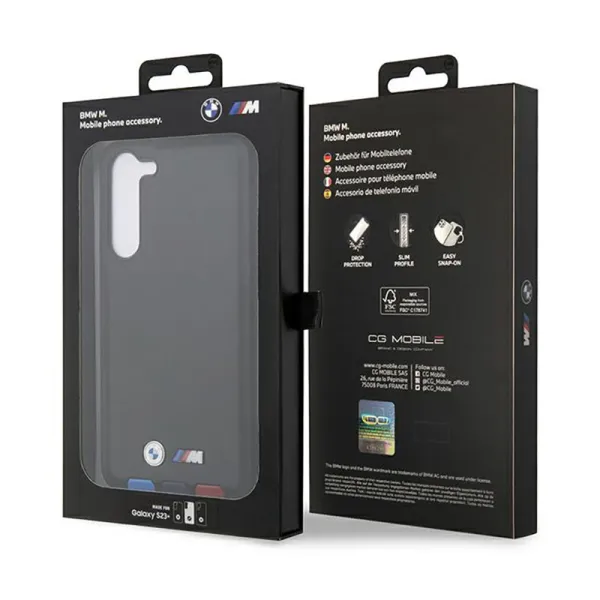BMW Leather Hot Stamp Tricolor - Case for Samsung Galaxy S23+ (Black)