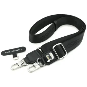 Karl Lagerfeld Universal Crossbody Strap Tether Patch Karl Metal Logo - Universal Phone Strap / Lanyard (Black)