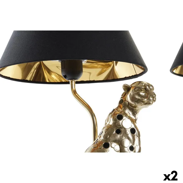 Stalinė lempa DKD Home Decor Sidabras Juoda Auksinis 26 x 26 x 46 cm Derva 220 V 50 W (2 vnt.)