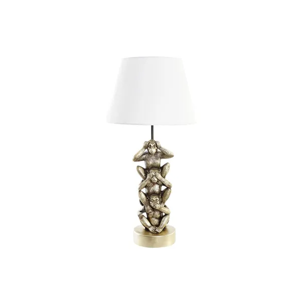 Galda lampa DKD Home Decor Bronza Balts Koloniāls 220 V 50 W Mērkaķis (30 x 30 x 61 cm)