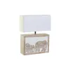 Pöytälamppu DKD Home Decor Valkoinen Ruskea Mangopuu 50 W 220 V 33 x 12 x 41 cm