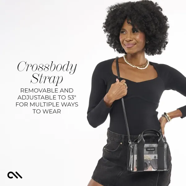 Case-Mate Micro Tote Bag - Waterproof Shoulder Bag (Midnight Black/Clear)