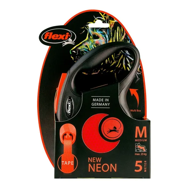 Šuns pavadėlis Flexi NEW NEON 5 m Oranžinė M dydis