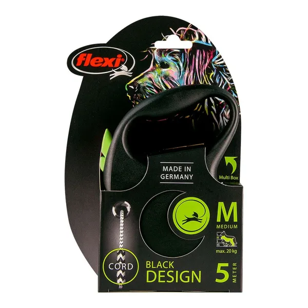 Suņa pavadas Flexi BLACK DESIGN 5 m M Izmērs Zaļš