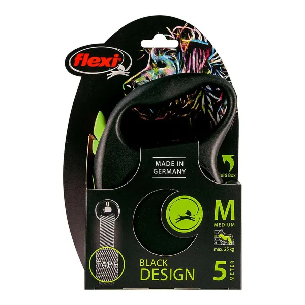 Šuns pavadėlis Flexi BLACK DESIGN 5 m M dydis Žalia