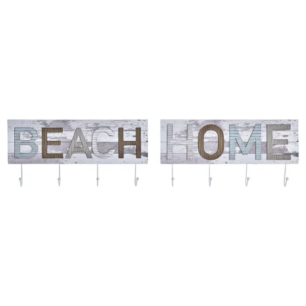 Sieninė kabykla DKD Home Decor Medžio Metalinis Paplūdimys 45 x 5 x 23 cm (2 vnt.)