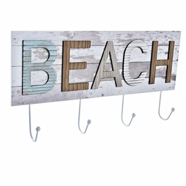 Sieninė kabykla DKD Home Decor Medžio Metalinis Paplūdimys 45 x 5 x 23 cm (2 vnt.)