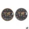 Sienas pulkstenis DKD Home Decor 46 x 6,5 x 46 cm Stikls Sudrabains Melns Bronza Brūns Dzelzs Pasaules Karte (2 gb.)