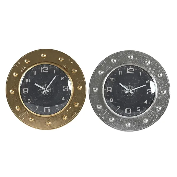 Sienas pulkstenis DKD Home Decor 48,5 x 6 x 48,5 cm Stikls Sudrabains Melns Bronza Dzelzs (2 gb.)