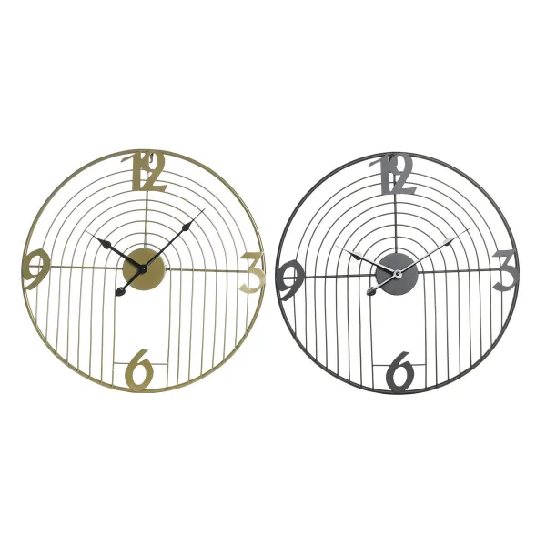 Sienas pulkstenis DKD Home Decor Melns Bronza Metāls Moderns 45 x 3 x 45 cm (2 gb.)