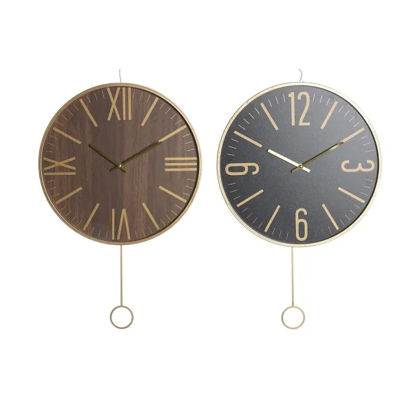 Sieninis laikrodis DKD Home Decor 40 x 4 x 40 cm Juoda Ruda Geležis Švytuoklė Medžio MDF (2 vnt.)