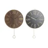 Sieninis laikrodis DKD Home Decor 40 x 4 x 40 cm Juoda Ruda Geležis Švytuoklė Medžio MDF (2 vnt.)