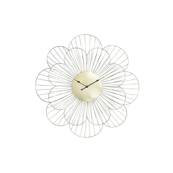 Seinäkello DKD Home Decor Kukka Kullattu Metalli (57 x 4 x 57 cm)