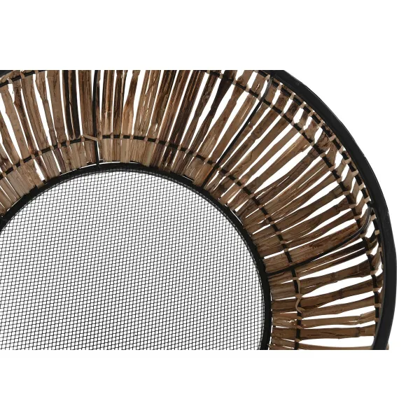 Katlu komplekts DKD Home Decor Melns Dabisks Metāls Rotangpalma Kvadrāta Bali 50 x 50 x 25,4 cm (2 gb.)