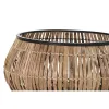 Katlu komplekts DKD Home Decor Melns Dabisks Metāls Rotangpalma Kvadrāta Bali 50 x 50 x 25,4 cm (2 gb.)