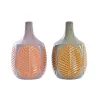 Vaza DKD Home Decor Ruda Rožinė Keramikos dirbinys Augalo lapas 17 x 17 x 26 cm (2 vnt.)