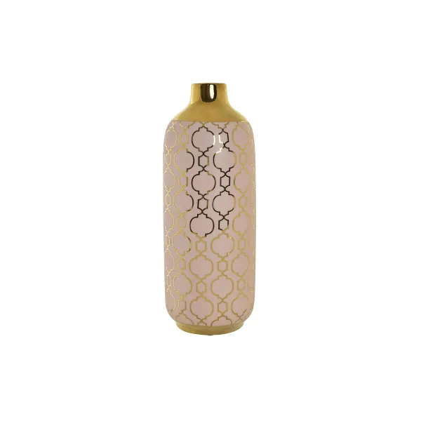 Maljakko DKD Home Decor Posliini Pinkki Kullattu Itämainen (15 x 15 x 41,5 cm)