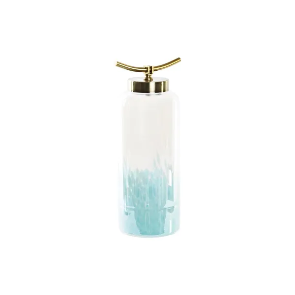 Vase DKD Home Decor Blue Golden Metal Crystal Mediterranean 19 x 15 x 41 cm