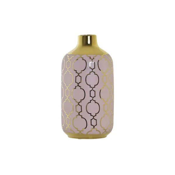Vāze DKD Home Decor Rozā Bronza Porcelāns Austrumniecisks Hromēts 13 x 13 x 26 cm
