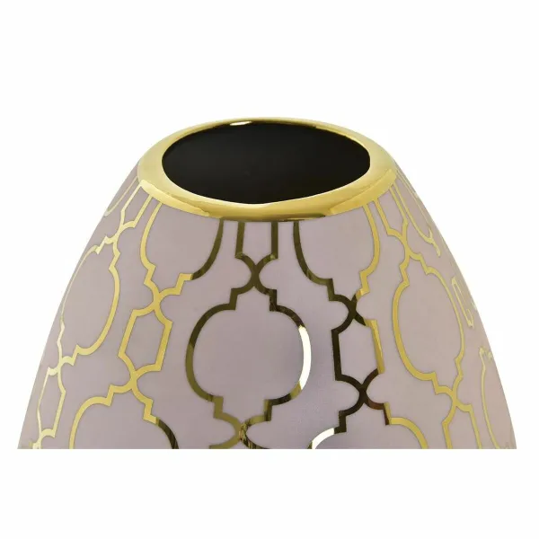 Vase DKD Home Decor Porcelain Pink Golden Oriental Chromed 16 x 16 x 18 cm