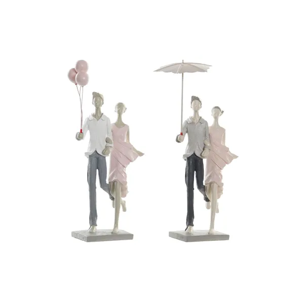 Dekoratīvās figūriņas DKD Home Decor Pelēks Rozā 18 x 10 x 37 cm Pāris (2 gb.)