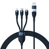 3in1 USB cable Baseus Flash Series 2, USB-C + micro USB + Lightning, 100W, 1.2m (blue)