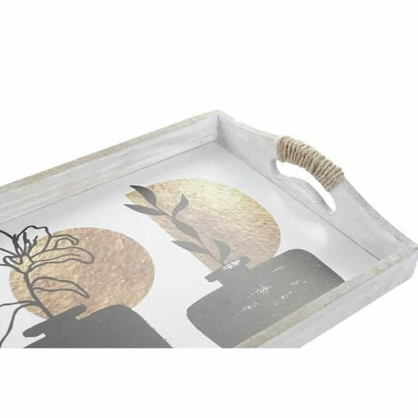 Set of trays DKD Home Decor White Black Golden MDF Wood 40 x 30 x 6 cm (2 Units)