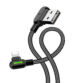 Angle USB Lightning Cable Mcdodo CA-4671 LED, 1.2m (Black)