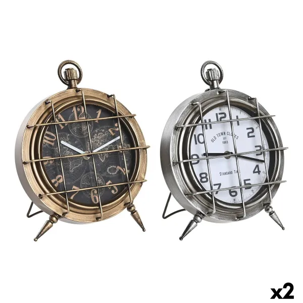 Настольные часы DKD Home Decor Белый Чёрный Позолоченный Серебристый Карта Мира (2 штук)