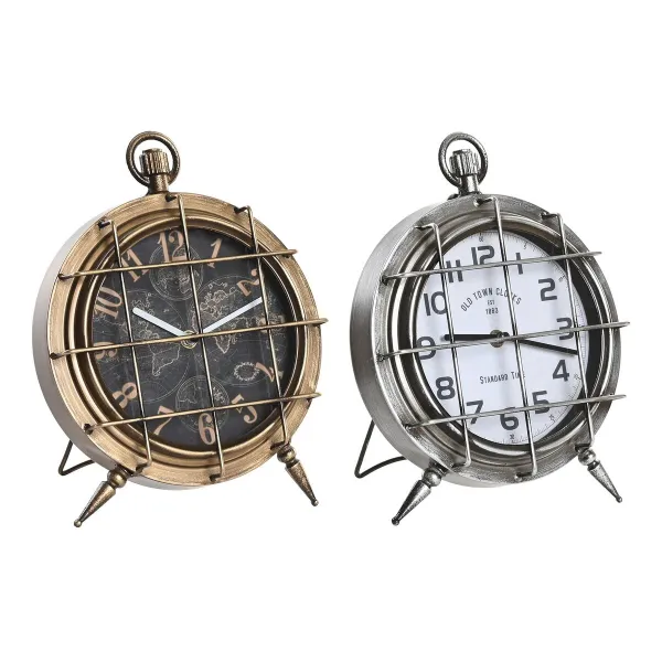 Настольные часы DKD Home Decor Белый Чёрный Позолоченный Серебристый Карта Мира (2 штук)