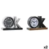 Table clock DKD Home Decor Black Silver (2 Units)