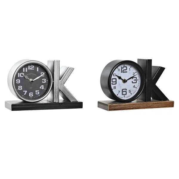 Настольные часы DKD Home Decor Melns Sudrabains (2 gb.)