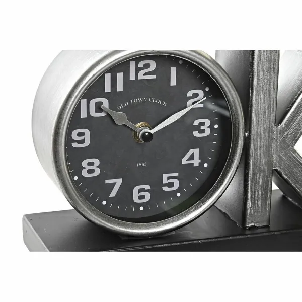 Stalinis laikrodis DKD Home Decor Juoda Sidabras (2 vnt.)